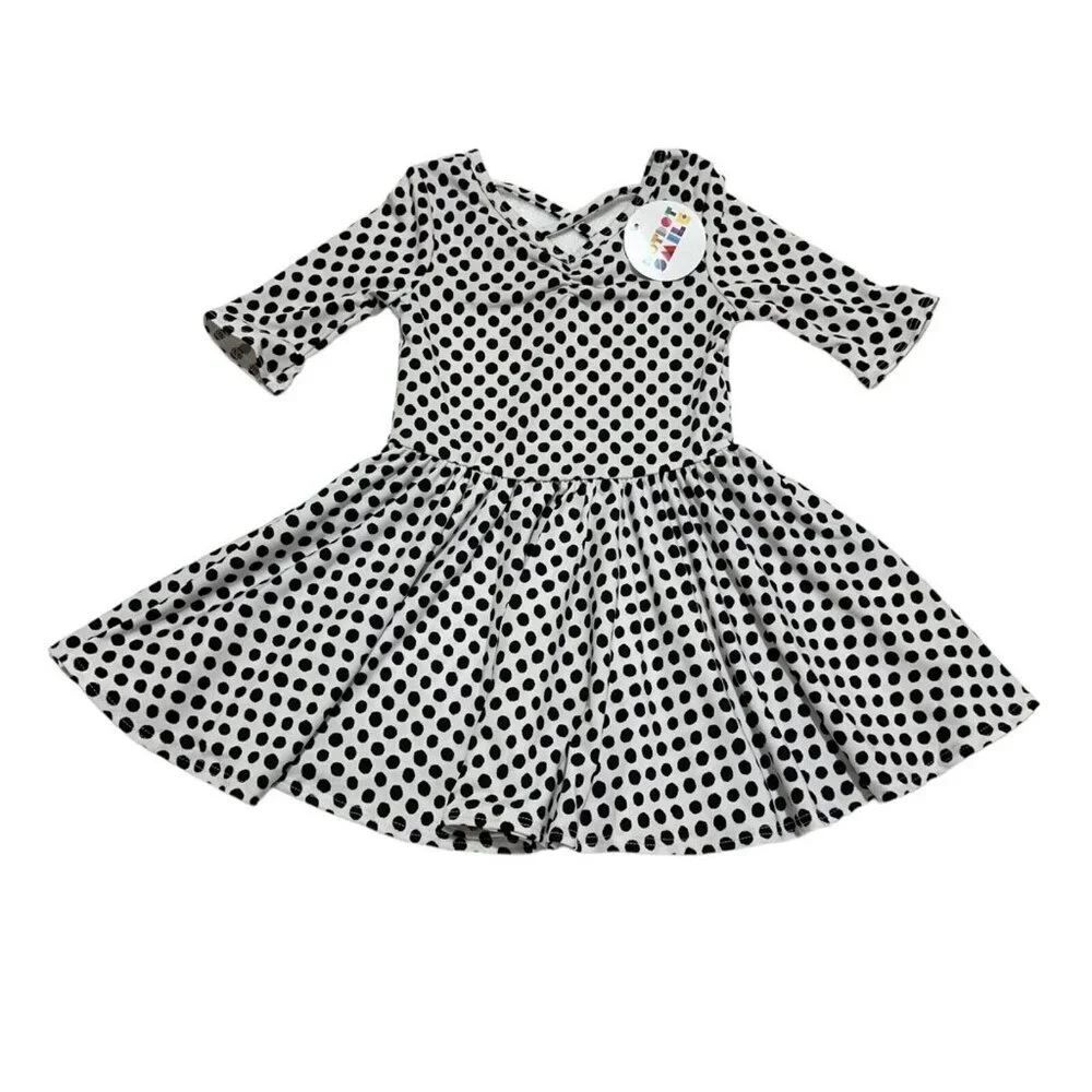 Dot Dot Smile Toddler 2T Ballerina‎ Dress Black White Polka Dot Twirl Skirt NWT